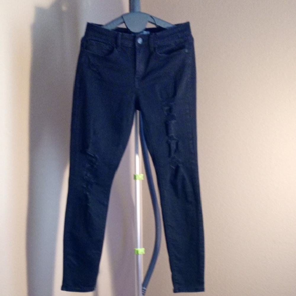 EUC Mudd Girl's Black Distressed Skinny Stretch Jeans Size 7